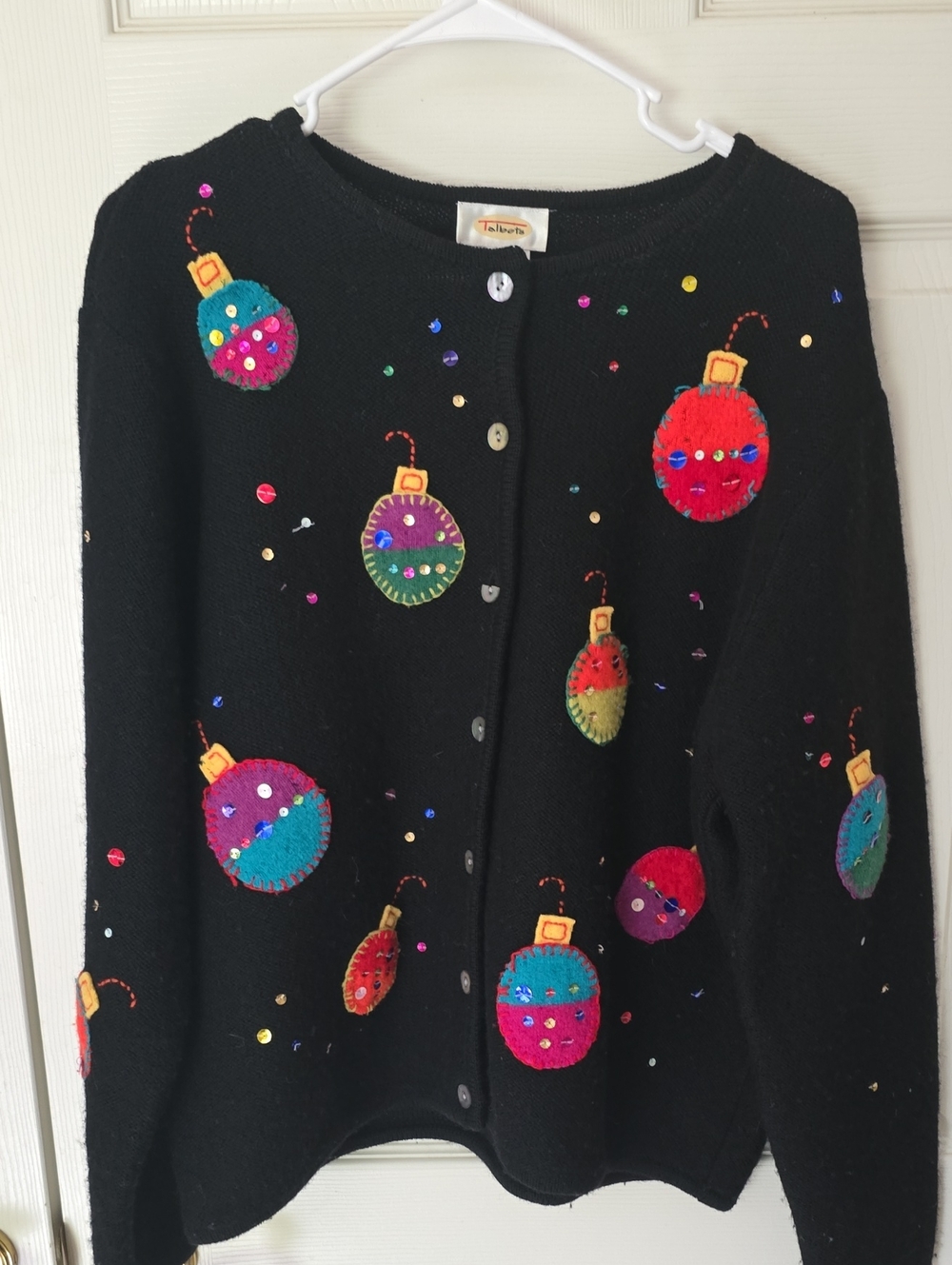 Talbots VTG Christmas Holiday Ornament Cardigan Sweater Large
